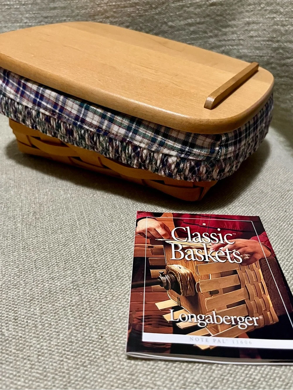 Longaberger Note Pal Basket Plaid Liner Plastic Protector Brochure Dated 2000